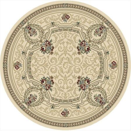 DYNAMIC RUGS Ancient Garden 7.10 Round 57091-6464 Rug - Ivory ANR8570916464